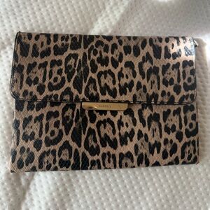 Leopard Print Clutch with Gold Accent